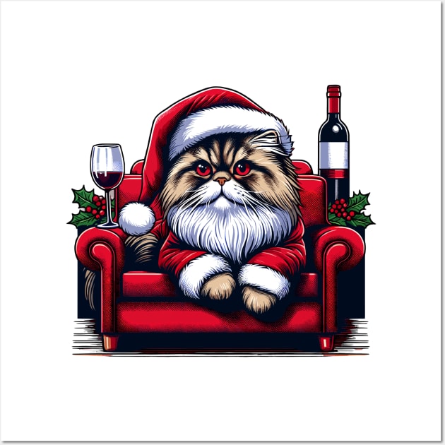 Persian Cat Wine Christmas Wall Art by Graceful Designs